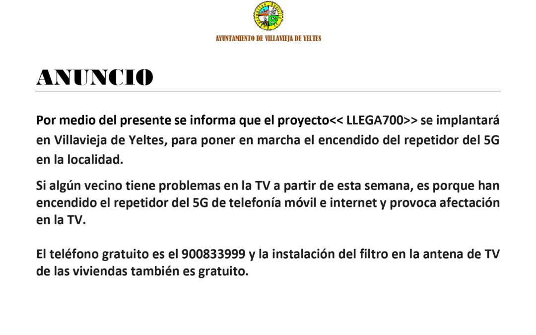 Implantación proyecto LLEGA700 en Villavieja de Yeltes